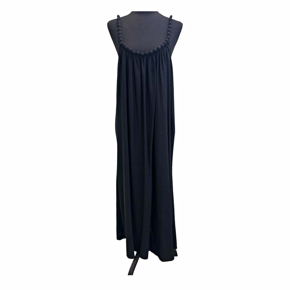 Just from Bali Black coverup Maxi Dress Sleeveless Braided Straps One Size